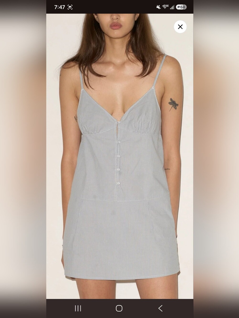Light Blue Pinstripe Slip Dress